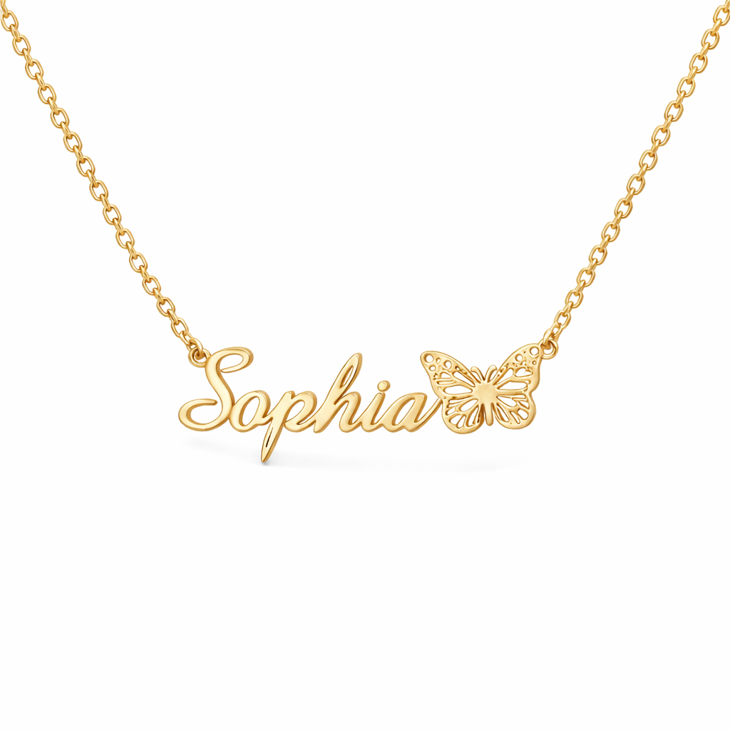  Custom Butterfly Name Necklace in Stainless Steel - friendship necklace gift from Bestie Keepsake