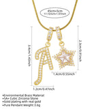  Pave Initial and Star Charm Necklace in 18K Gold Plated Brass - friendship necklace gift from Bestie Keepsake