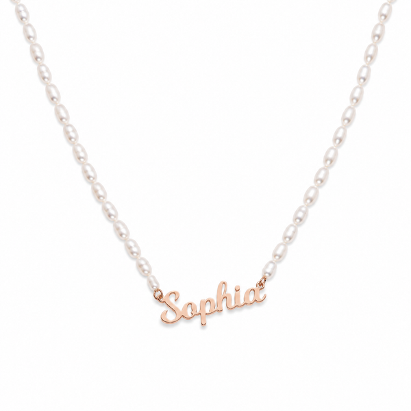  Personalized Script Name Pearl Necklace Stainless Steel - friendship necklace gift from Bestie Keepsake