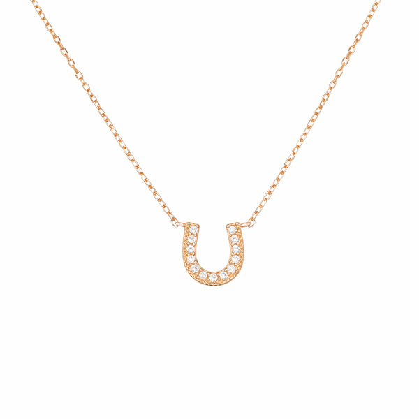  Pavé Horseshoe Pendant Necklace in Sterling Silver - friendship necklace gift from Bestie Keepsake