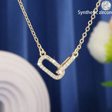  Pave Interlocking Paperclip Link Necklace - friendship necklace gift from Bestie Keepsake