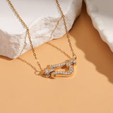  Pave Crystal Horseshoe Necklace in Titanium Steel - friendship necklace gift from Bestie Keepsake