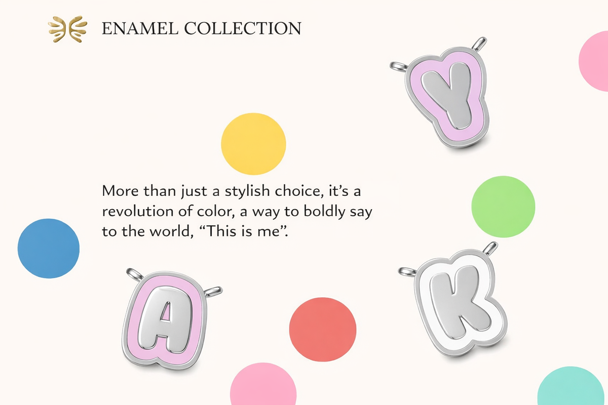  Bubble Initial Enamel Necklace in 925 Sterling Silver - friendship necklace gift from Bestie Keepsake