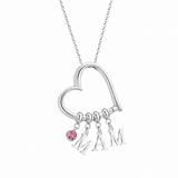  Open Heart Initial and Birthstone Necklace Stainless Steel - friendship necklace gift from Bestie Keepsake