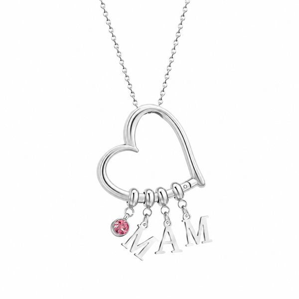  Open Heart Initial and Birthstone Necklace Stainless Steel - friendship necklace gift from Bestie Keepsake