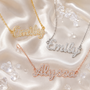  Crystalline Script Nameplate Necklace Stainless Steel - friendship necklace gift from Bestie Keepsake
