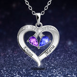  Dainty Dual Birthstone Heart Necklace - friendship necklace gift from Bestie Keepsake