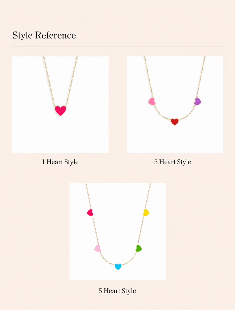  Enamel Heart Charm Necklace S925 Silver - friendship necklace gift from Bestie Keepsake