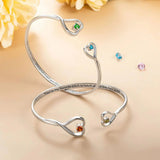  Double Heart Open Cuff Bracelet with Crystal - friendship necklace gift from Bestie Keepsake