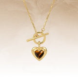  Heart Gravity Toggle Necklace with Natural Stone - friendship necklace gift from Bestie Keepsake