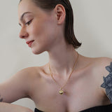  Ornate Textured Heart Pendant Necklace in 18K Gold Plated Brass - friendship necklace gift from Bestie Keepsake