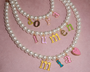  Colorful Letter Charm Pearl Necklace - friendship necklace gift from Bestie Keepsake