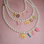  Colorful Letter Charm Pearl Necklace - friendship necklace gift from Bestie Keepsake