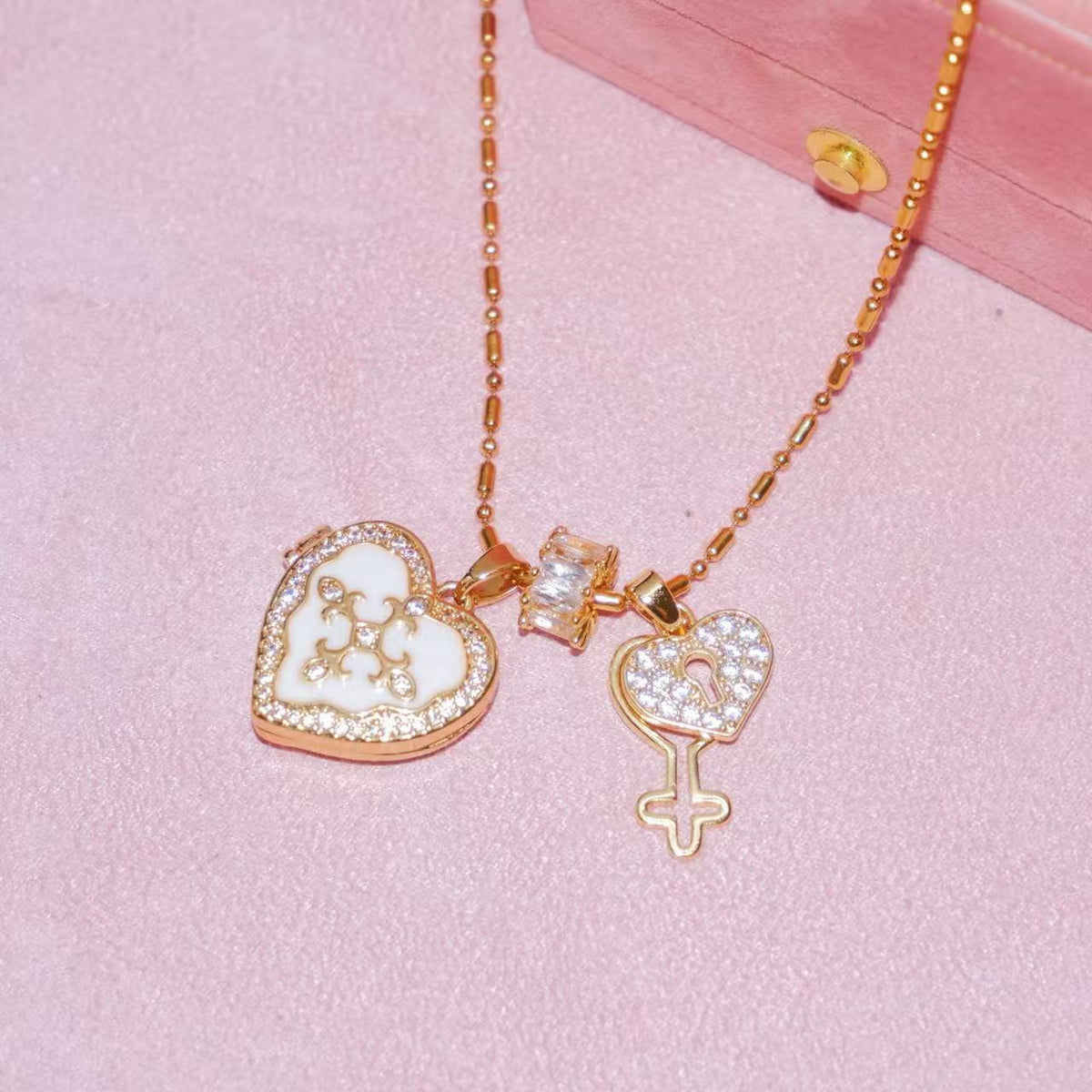  Ornate Heart Locket Pendant Necklace - friendship necklace gift from Bestie Keepsake