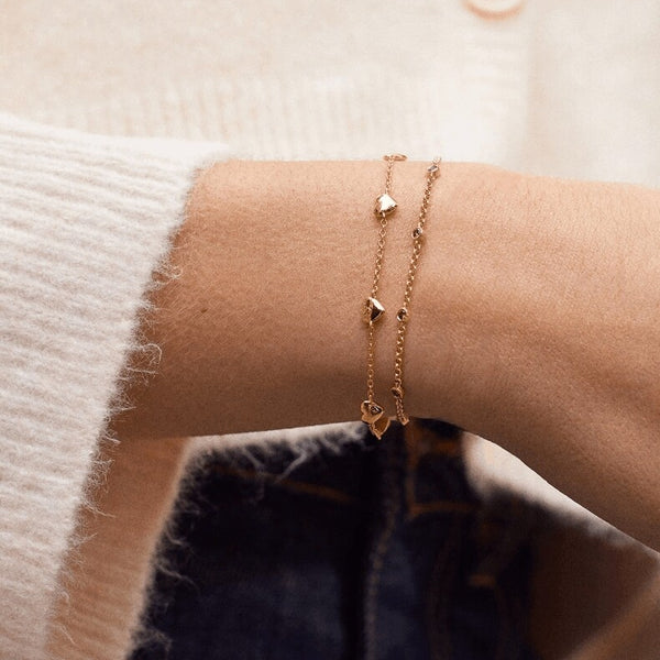  Dainty Birthstone Bezel Bracelet in 18K Gold Plated Sterling Silver - friendship necklace gift from Bestie Keepsake