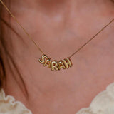  3D Bubble Initial Necklace Gold Alloy - friendship necklace gift from Bestie Keepsake