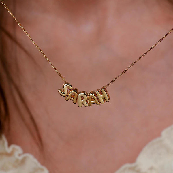  3D Bubble Initial Necklace Gold Alloy - friendship necklace gift from Bestie Keepsake