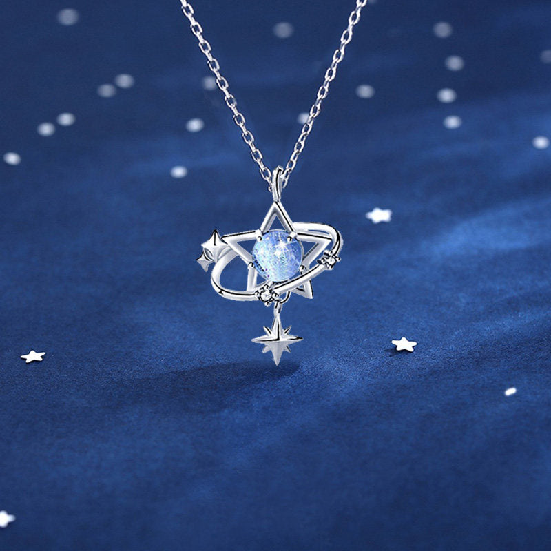  Celestial Star Orbit Pendant Necklace S925 Sterling Silver - friendship necklace gift from Bestie Keepsake