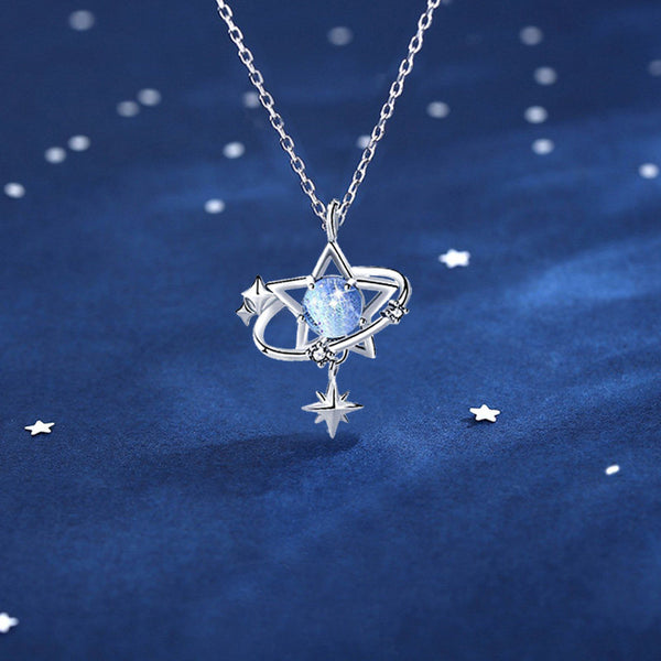  Celestial Star Orbit Pendant Necklace S925 Sterling Silver - friendship necklace gift from Bestie Keepsake