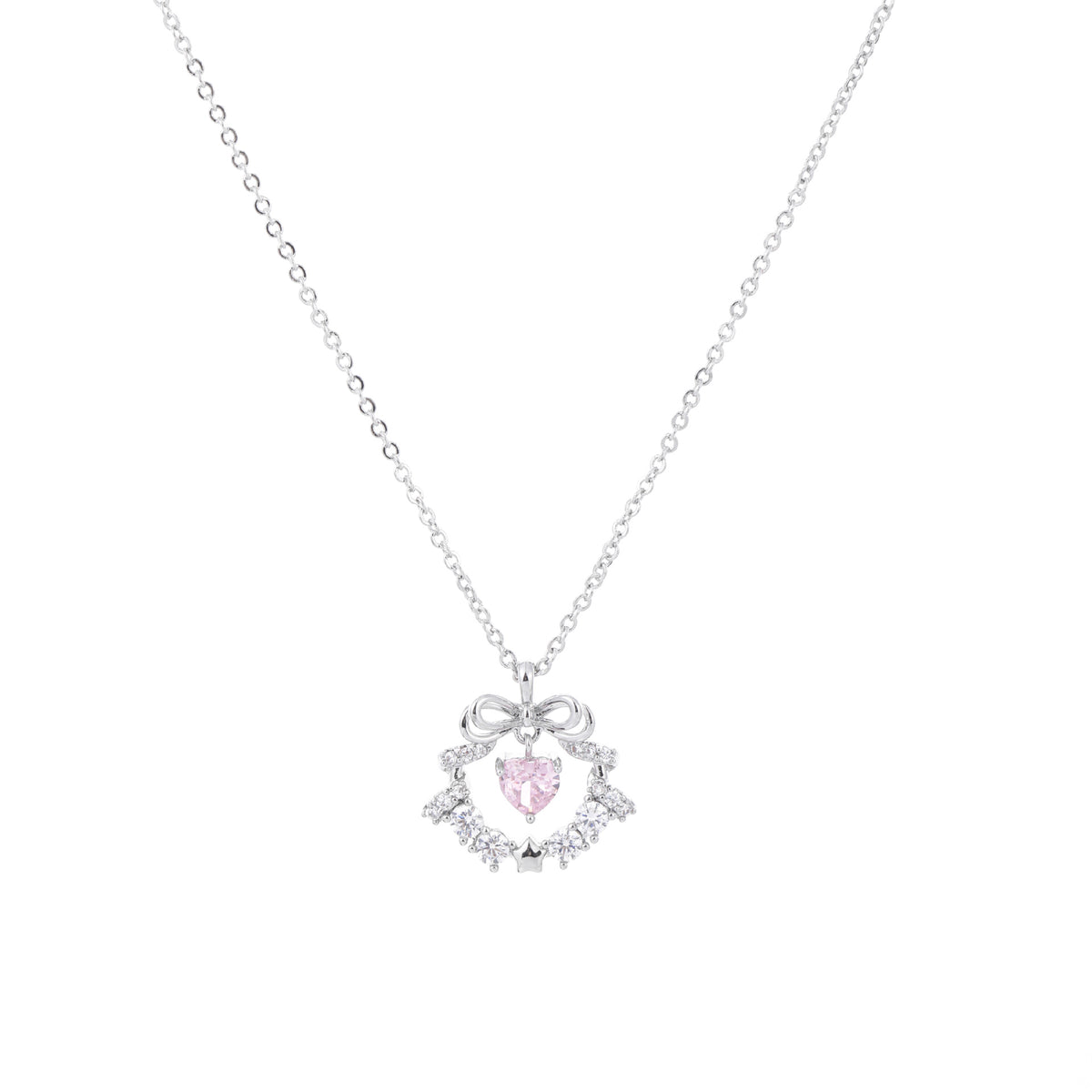  Sparkling Ribbon Heart Wreath Necklace - friendship necklace gift from Bestie Keepsake
