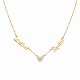  Script Multi-Name & Pave Heart Necklace in Stainless Steel - friendship necklace gift from Bestie Keepsake
