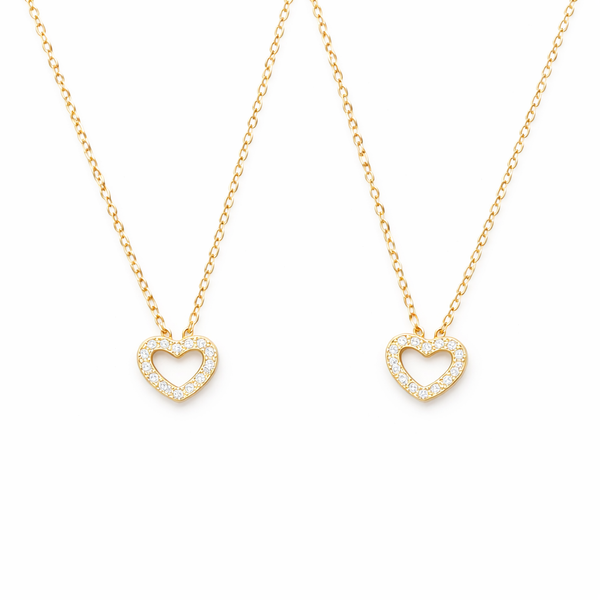  Pavé Open Heart Pendant Necklace in Sterling Silver - friendship necklace gift from Bestie Keepsake