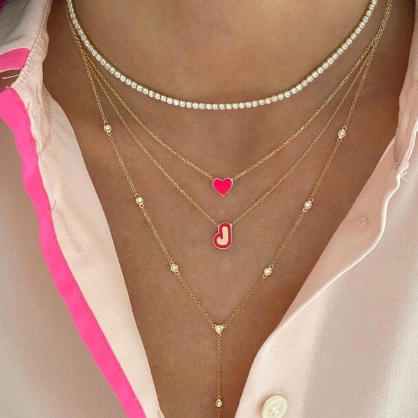  Bubble Initial Enamel Necklace in 925 Sterling Silver - friendship necklace gift from Bestie Keepsake