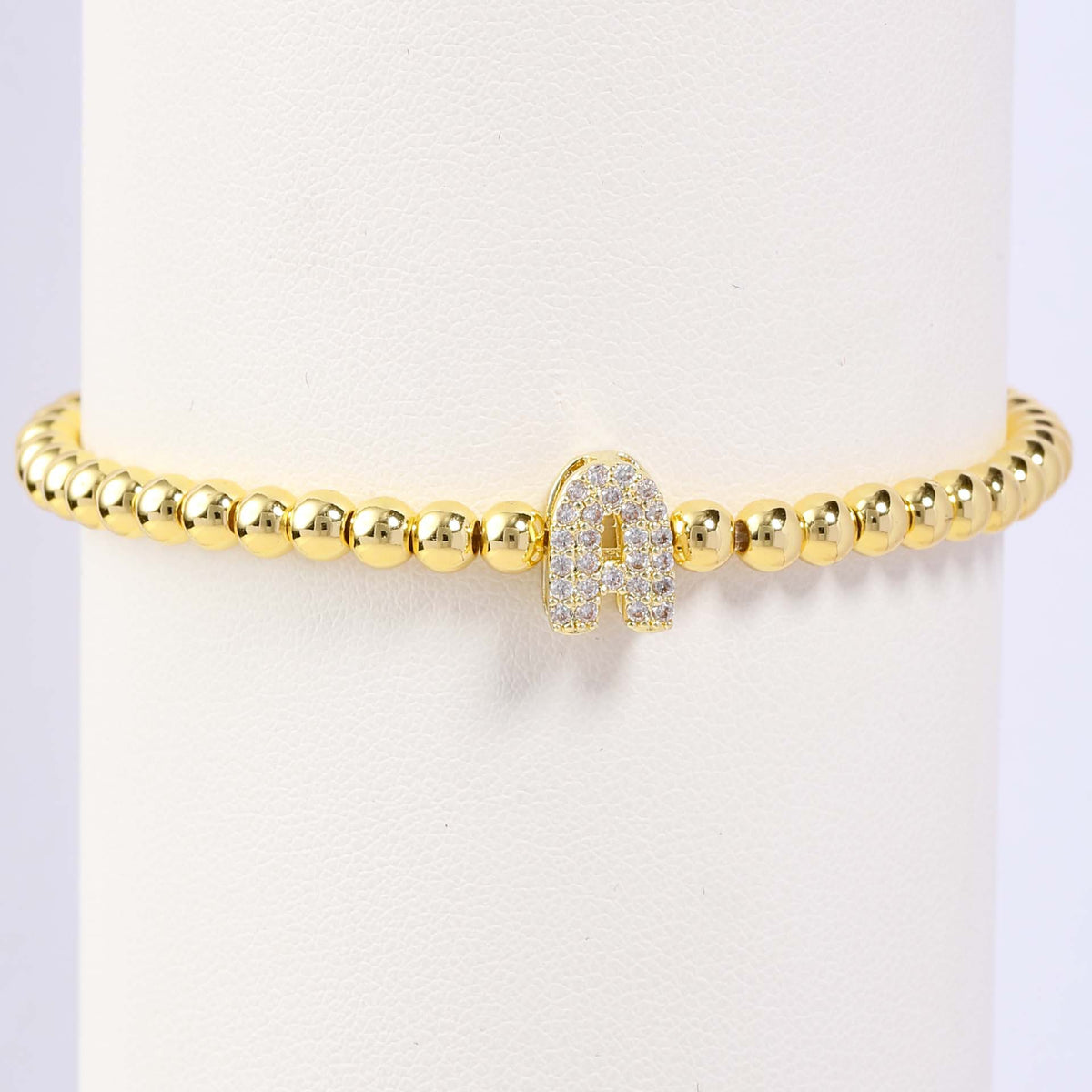  Initial Pavé Bubble Letter Beaded Bracelet - friendship necklace gift from Bestie Keepsake