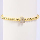  Initial Pavé Bubble Letter Beaded Bracelet - friendship necklace gift from Bestie Keepsake