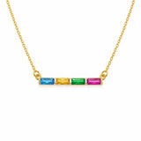  Baguette Birthstone Bar Necklace Stainless Steel - friendship necklace gift from Bestie Keepsake