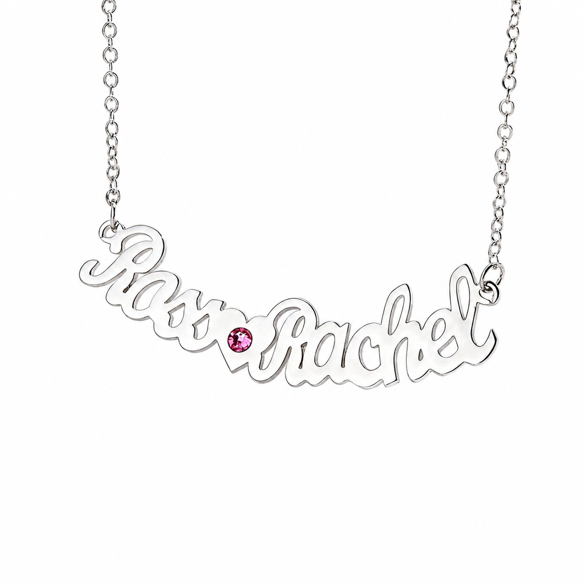  Custom Double Name Heart Birthstone Necklace in Stainless Steel - friendship necklace gift from Bestie Keepsake