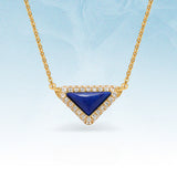  Delta Geometric Triangle Necklace with Stone Inlay - friendship necklace gift from Bestie Keepsake