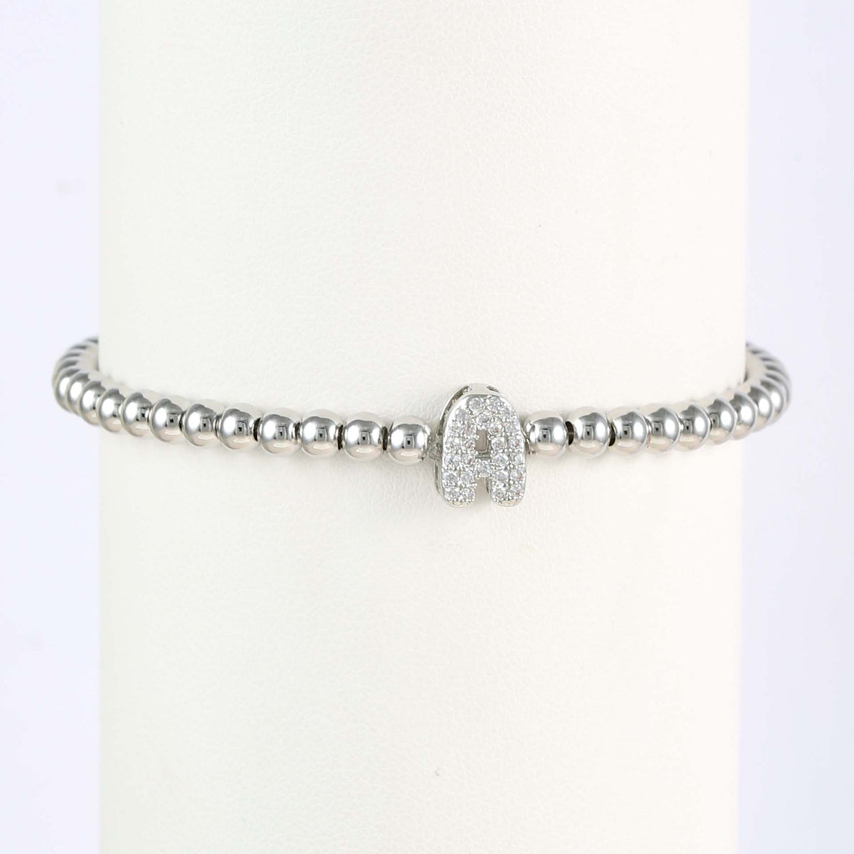  Initial Pavé Bubble Letter Beaded Bracelet - friendship necklace gift from Bestie Keepsake