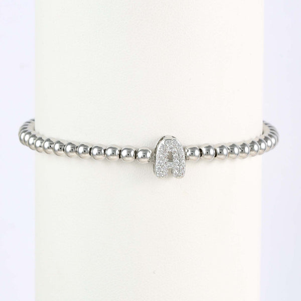  Initial Pavé Bubble Letter Beaded Bracelet - friendship necklace gift from Bestie Keepsake