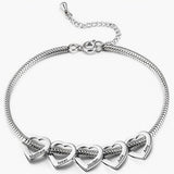  Heart Charm Snake Chain Bracelet in Stainless Steel - friendship necklace gift from Bestie Keepsake