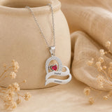  Ornate Double Heart Name Pendant Necklace with Birthstone - friendship necklace gift from Bestie Keepsake