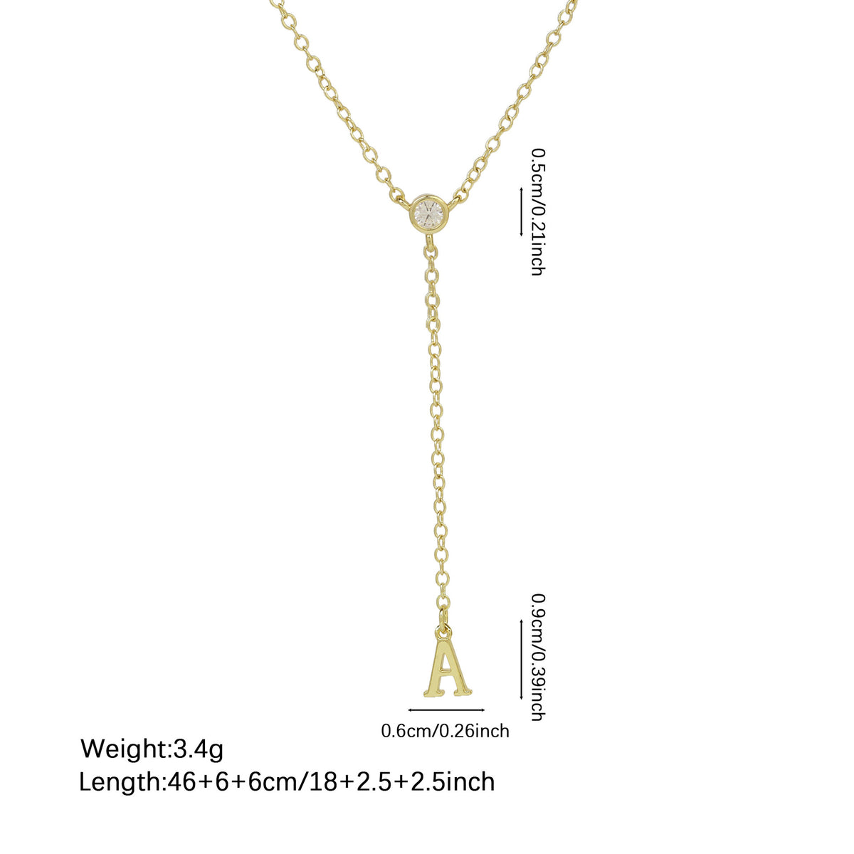  Initial Crystal Lariat Necklace in Gold Finish - friendship necklace gift from Bestie Keepsake