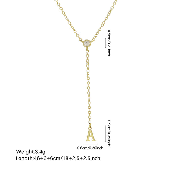  Initial Crystal Lariat Necklace in Gold Finish - friendship necklace gift from Bestie Keepsake