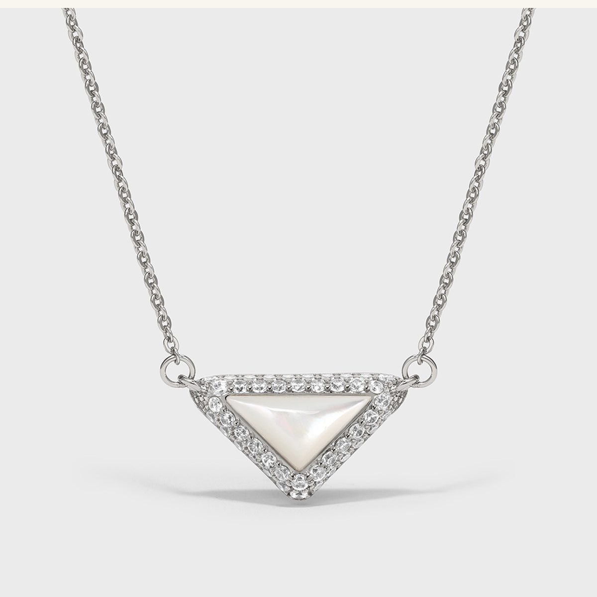  Delta Geometric Triangle Necklace with Stone Inlay - friendship necklace gift from Bestie Keepsake