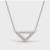  Delta Geometric Triangle Necklace with Stone Inlay - friendship necklace gift from Bestie Keepsake