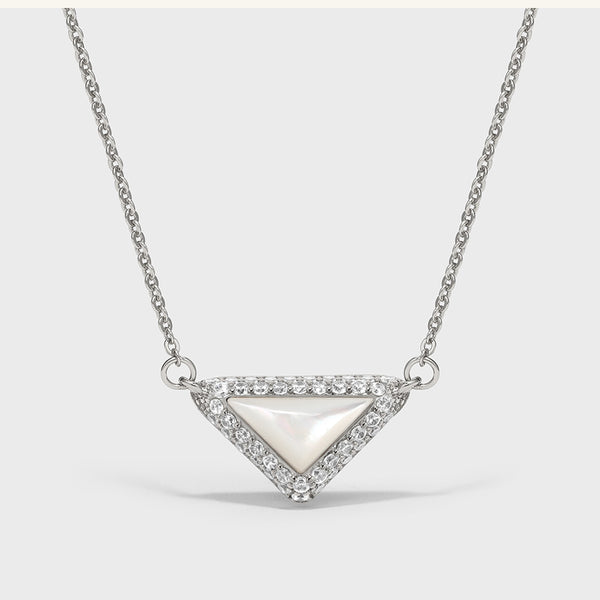  Delta Geometric Triangle Necklace with Stone Inlay - friendship necklace gift from Bestie Keepsake