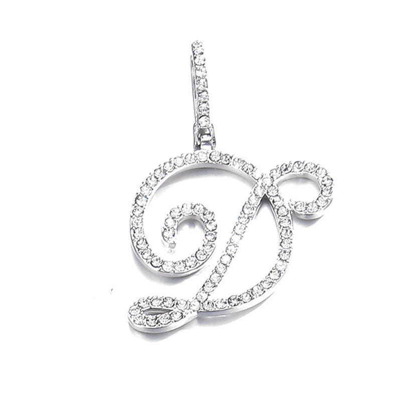  Cursive Pave Initial Pendant Necklace - friendship necklace gift from Bestie Keepsake