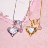  Heart & Baguette Crystal Teardrop Necklace - friendship necklace gift from Bestie Keepsake