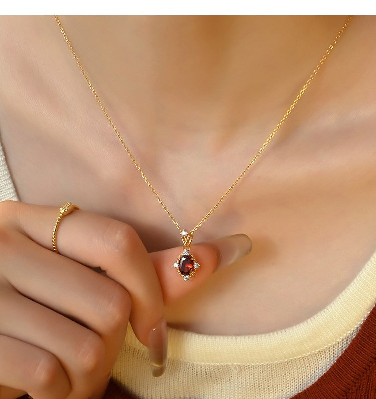  Ornate Crimson Zirconia Pendant S925 Necklace - friendship necklace gift from Bestie Keepsake