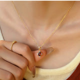  Ornate Crimson Zirconia Pendant S925 Necklace - friendship necklace gift from Bestie Keepsake