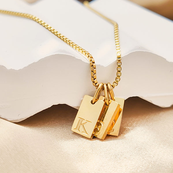  Miniature Initial Tag Necklace Stainless Steel - friendship necklace gift from Bestie Keepsake