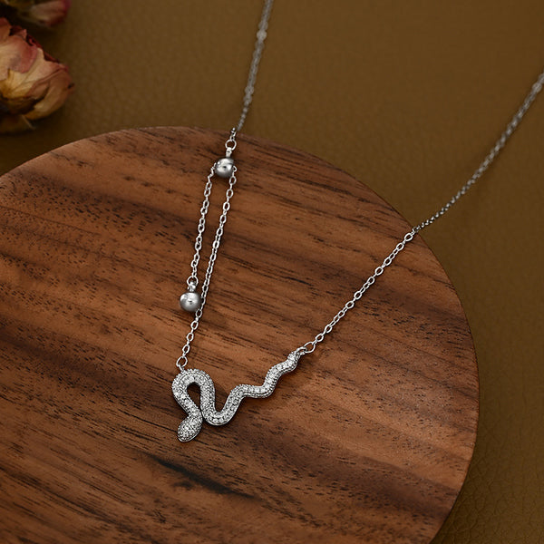  Ornate Pave Snake Necklace - friendship necklace gift from Bestie Keepsake
