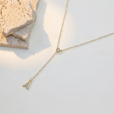  Pavé Initial Lariat Necklace Brass - friendship necklace gift from Bestie Keepsake