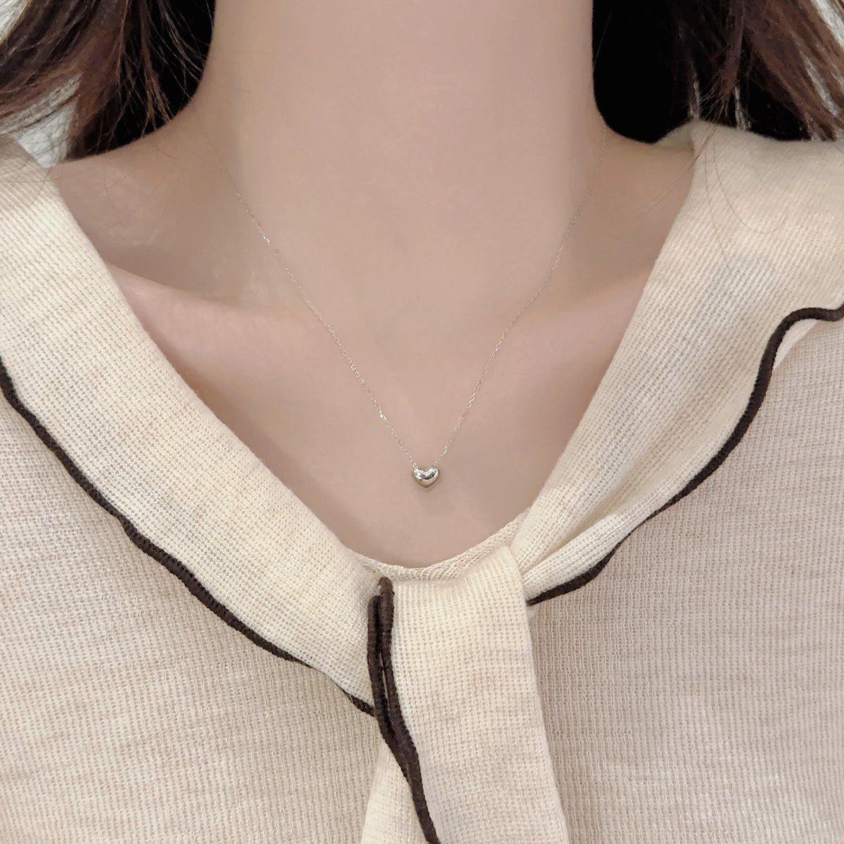  Dainty Heart Pendant S925 Sterling Silver Necklace - friendship necklace gift from Bestie Keepsake