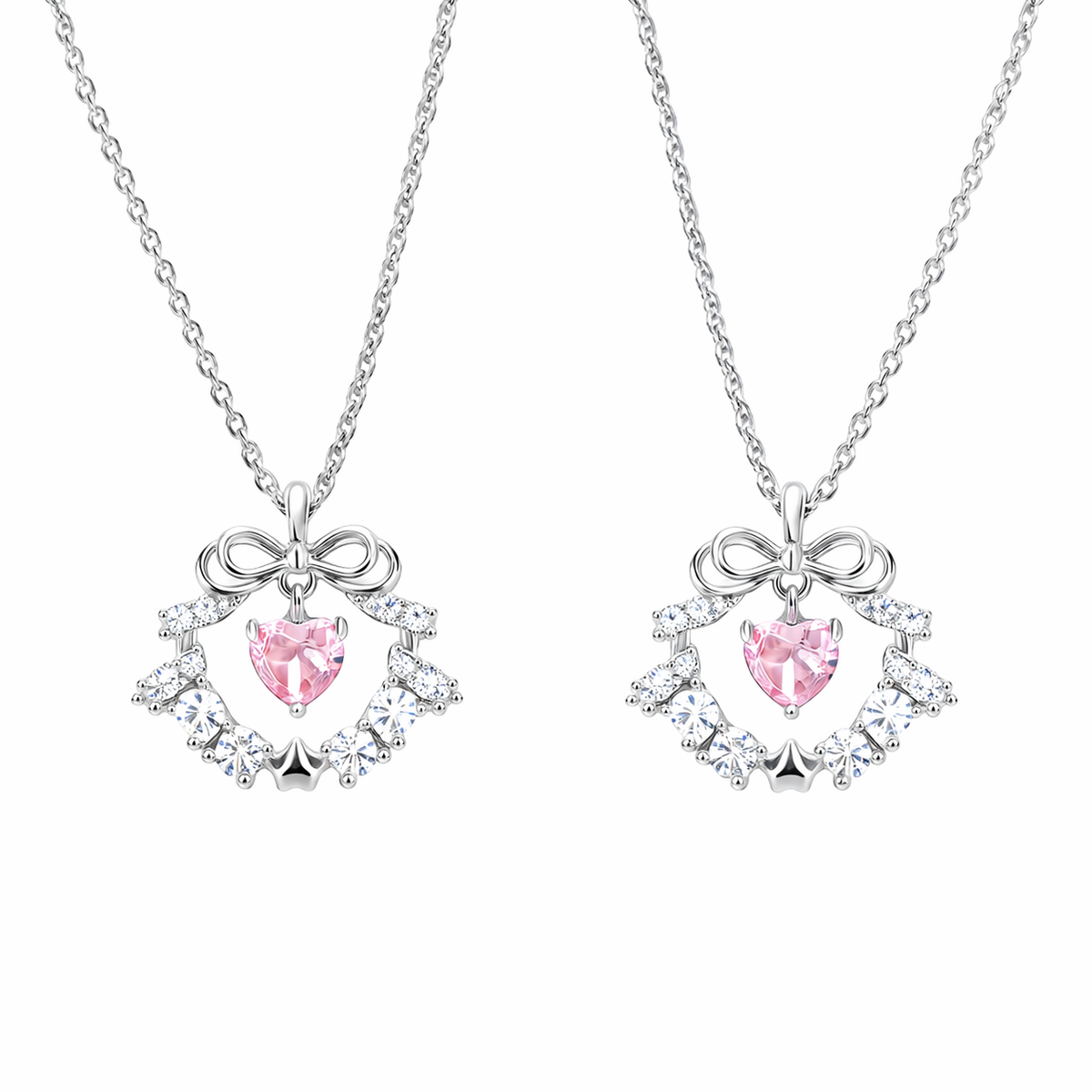  Sparkling Ribbon Heart Wreath Necklace - friendship necklace gift from Bestie Keepsake